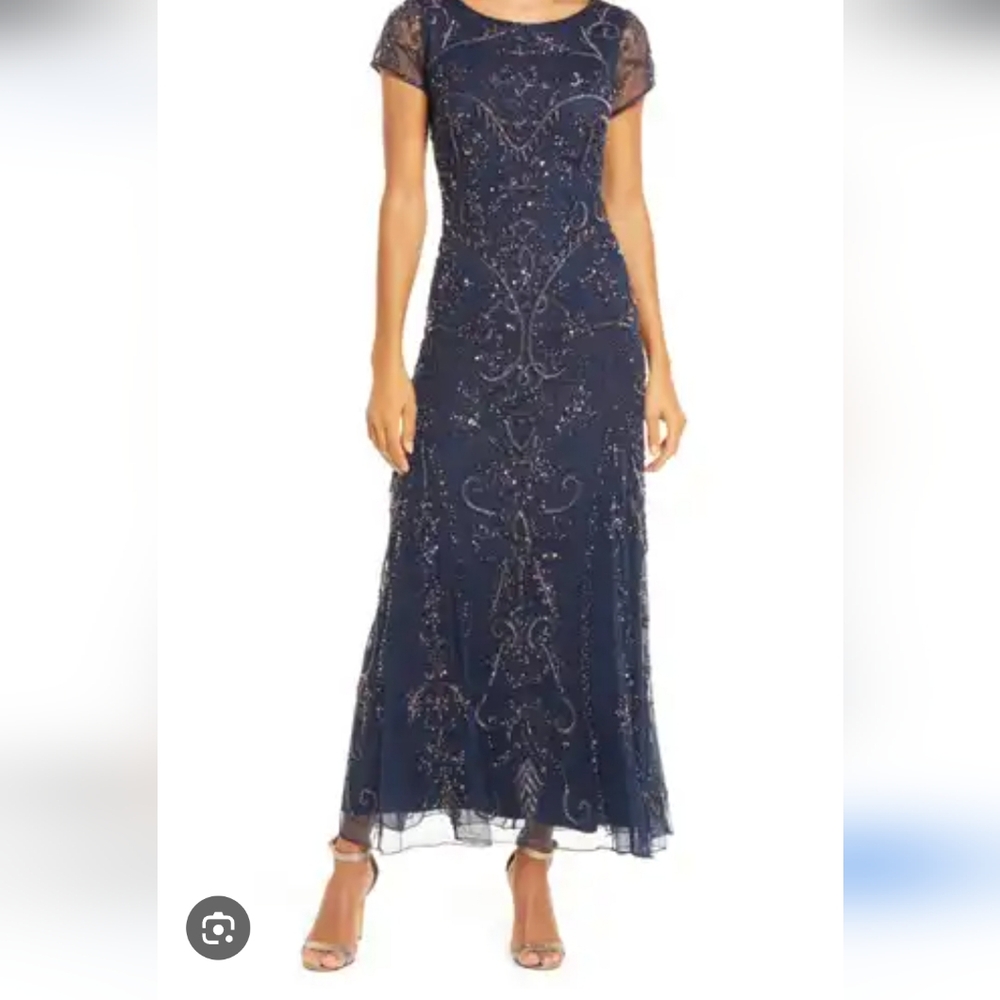 Stunning Pissarro Nights beaded mesh column gown